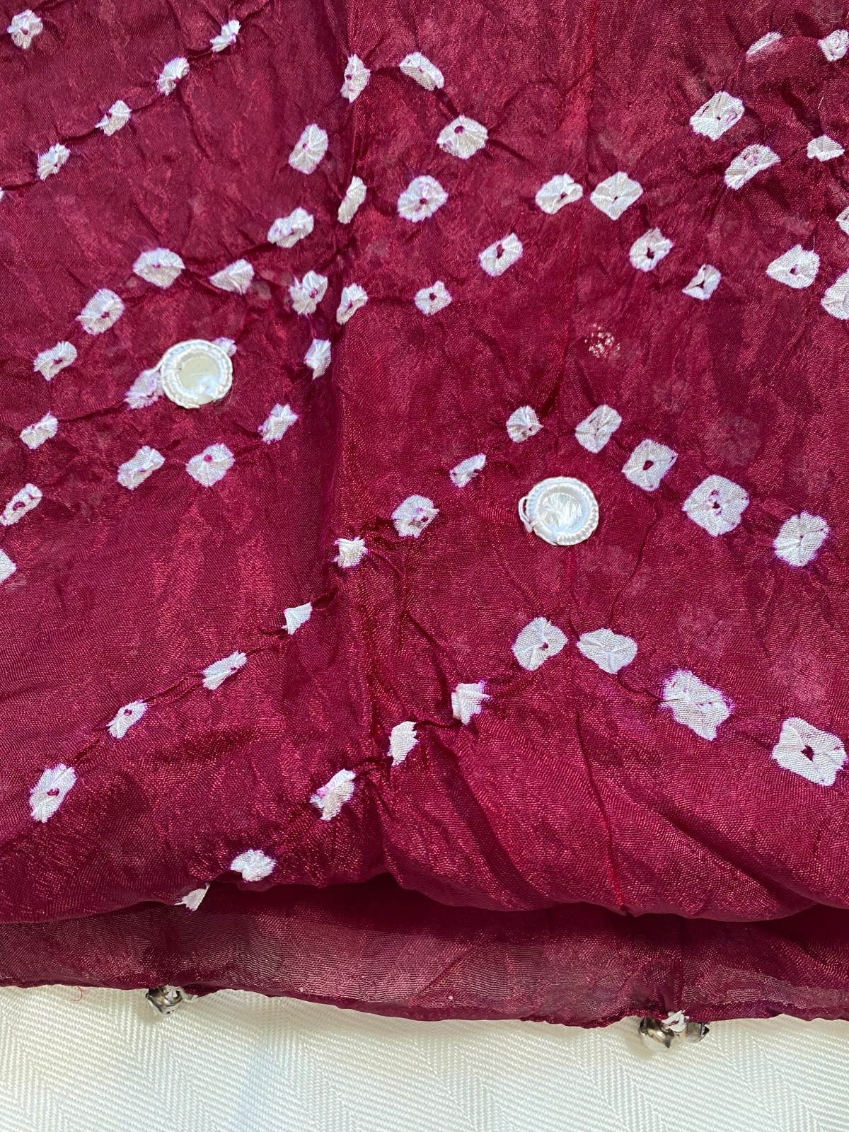 Bandini, jumki (ankle bells) accent, imitation ahbala – Maroon and white