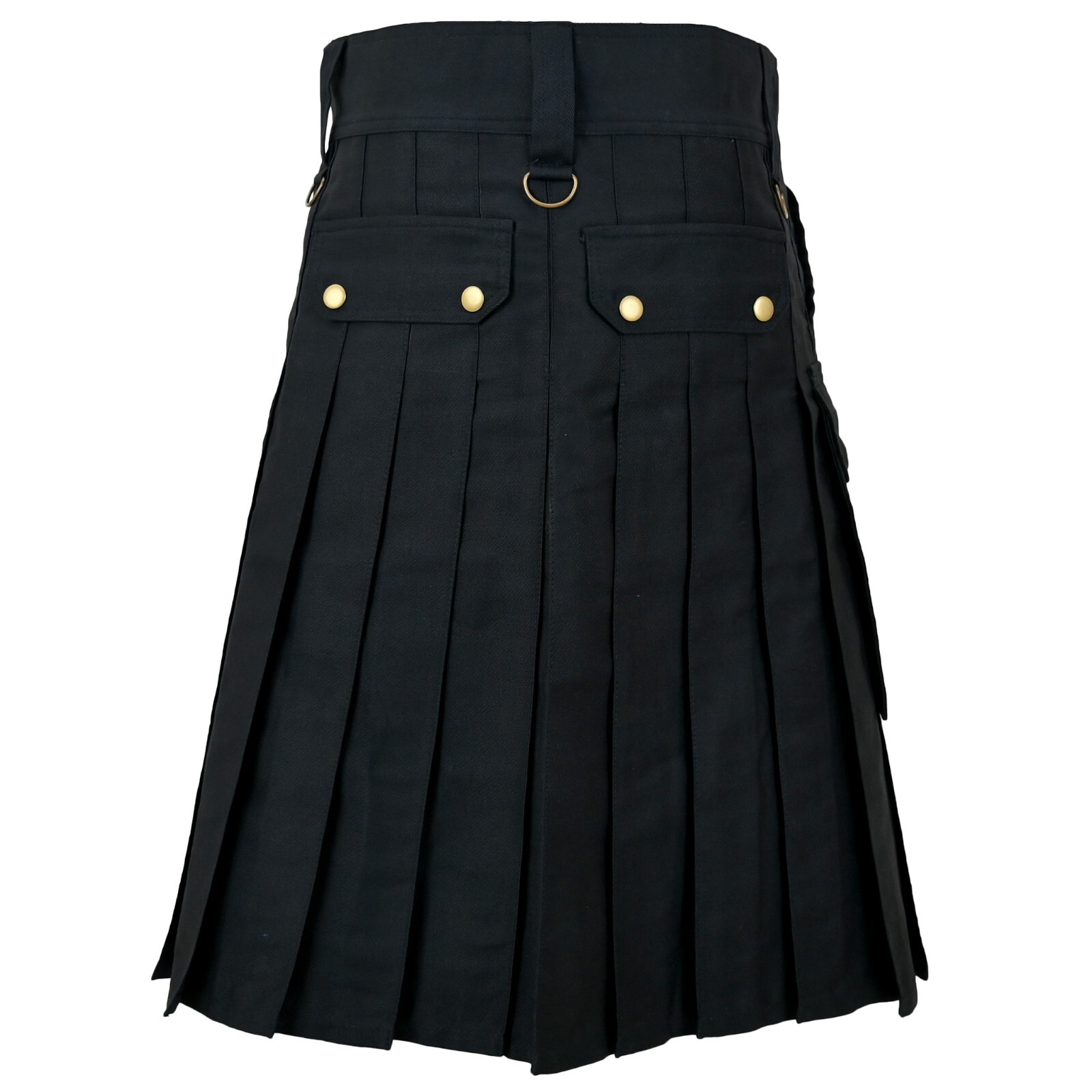 Utility Cargo Kilt Black with 6 Pockets Scottish Kilt Highlander Outfit Trendy