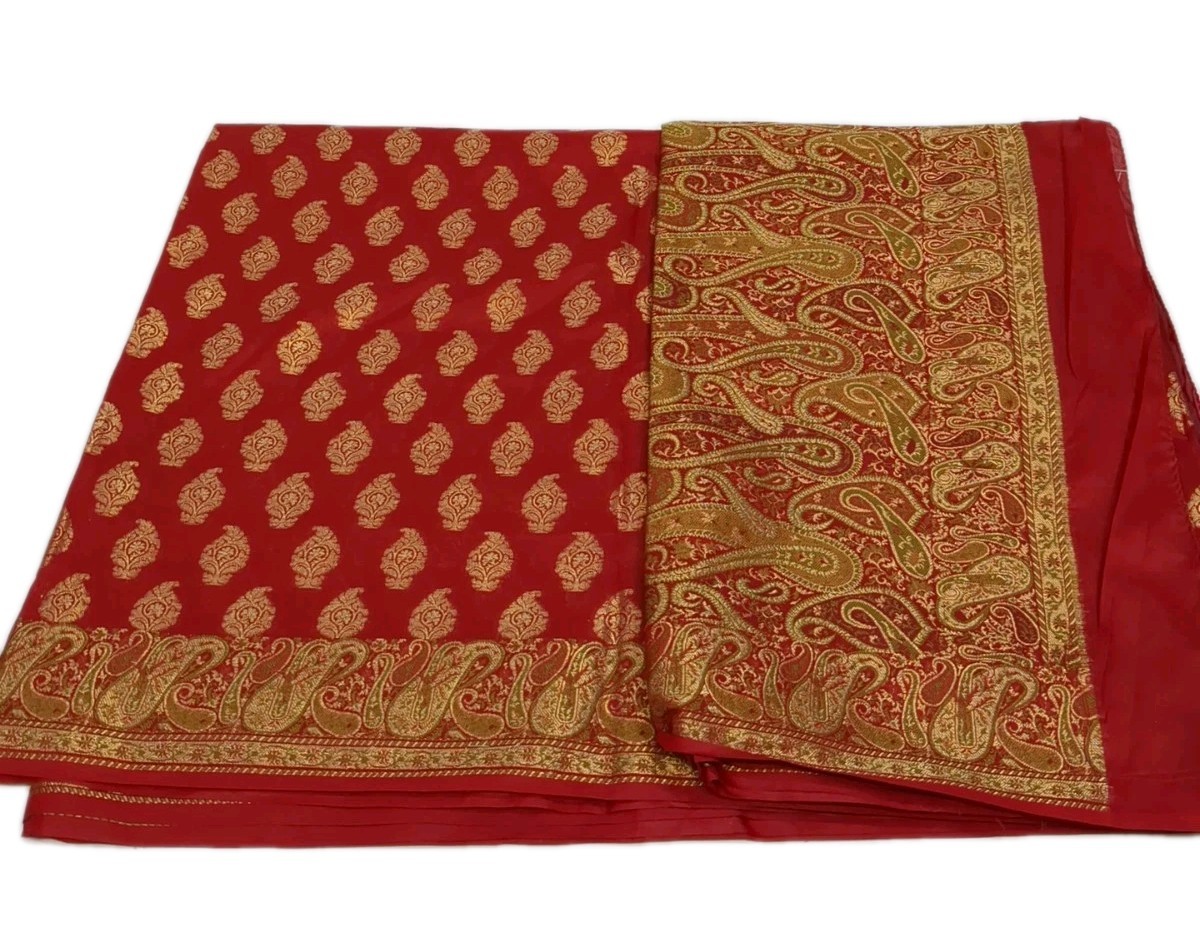 Saree Party Indian Wear Sari Designer Bollywood Wedding Ethnic Pakistani Red/Gol