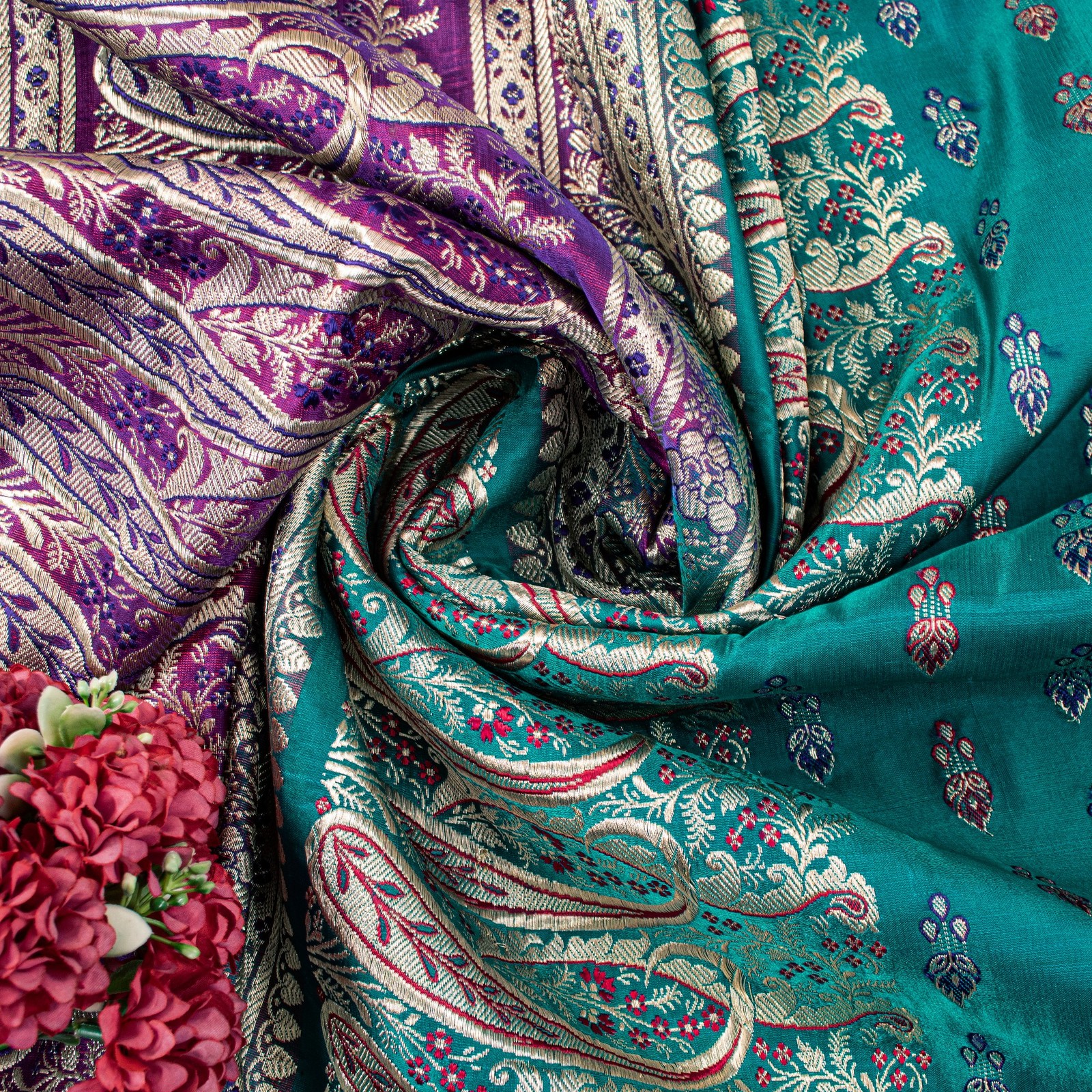 Sanskriti Vintage Green Pure Satin Sarees Zari Handwoven Brocade Banarasi Fabric