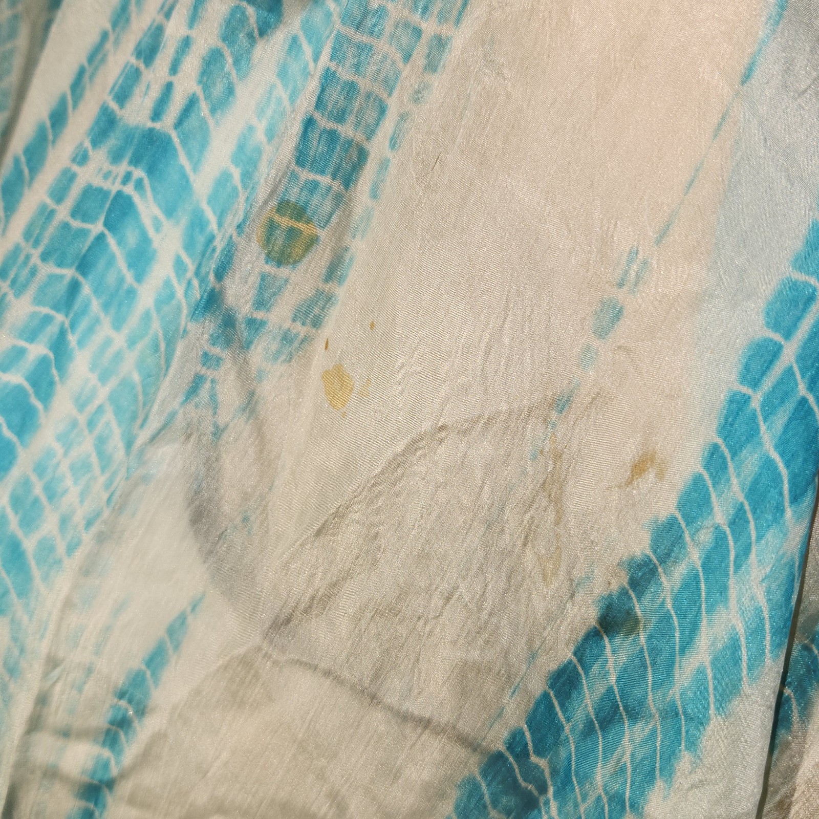 Blue White 100% Silk Bandhani Saree BatiK BLUE SHIBaRI HANDCRAFTED CHIFFon