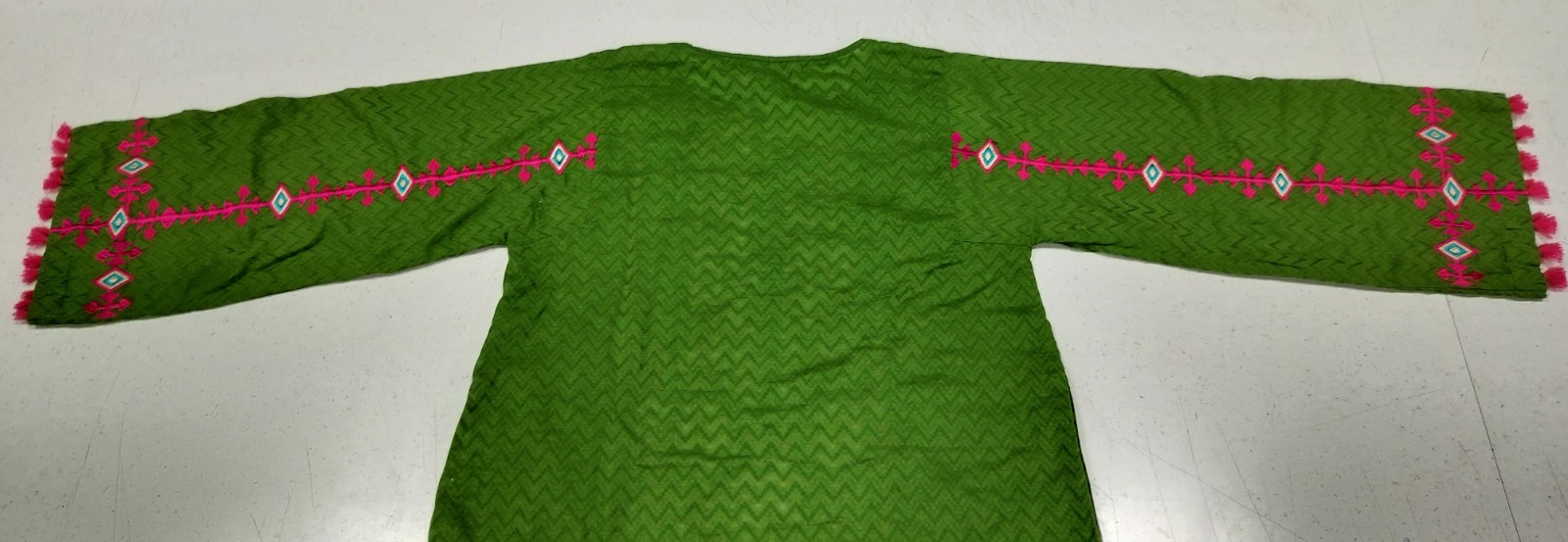 Khaadi Women’s Green Embroidered Kurta Ethnic Pakistani Indian Tunic Size 12