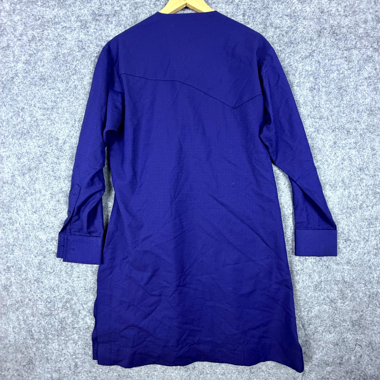 Mens Kurta Royal Blue Crew Neck Beaded Detail Side Slit Shoulder Zip Casual