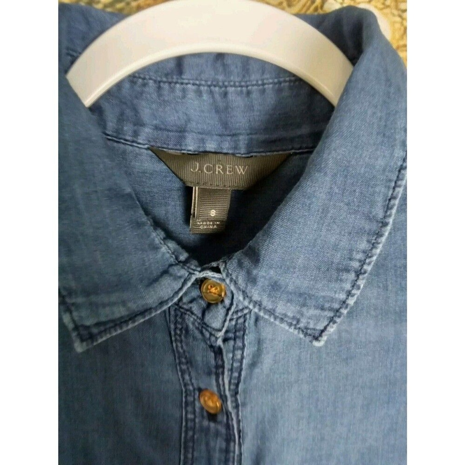J. Crew Women’s Half Button Shirt Size 8 Long Sleeve Blue Pockets Lightweight