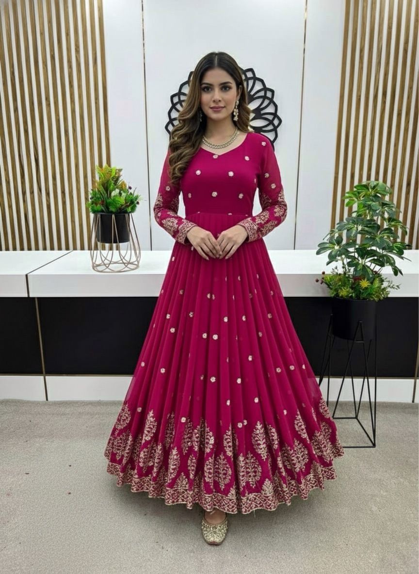 Designer Indian Pakistani Anarkali Suit Beautifu Party Wear Gown and Dupatta Set