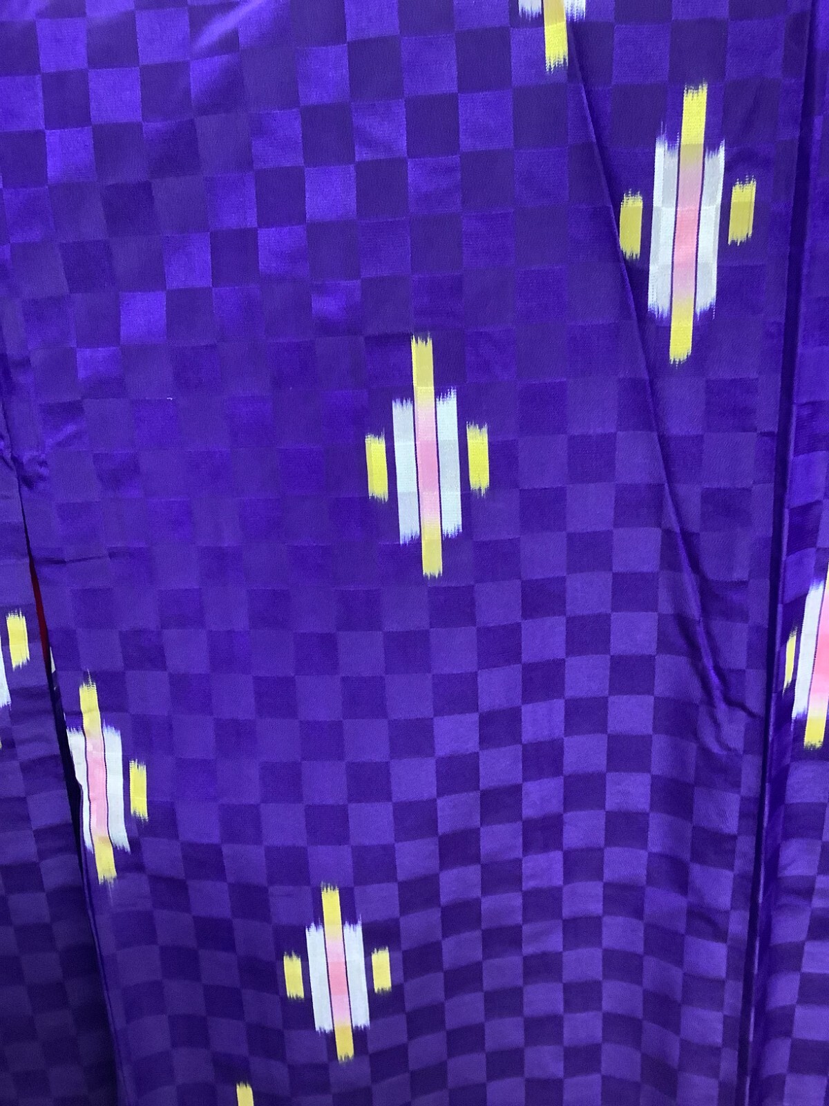 Japanese Vintage Kimono polyester blue purple tradition Height 59.84inch