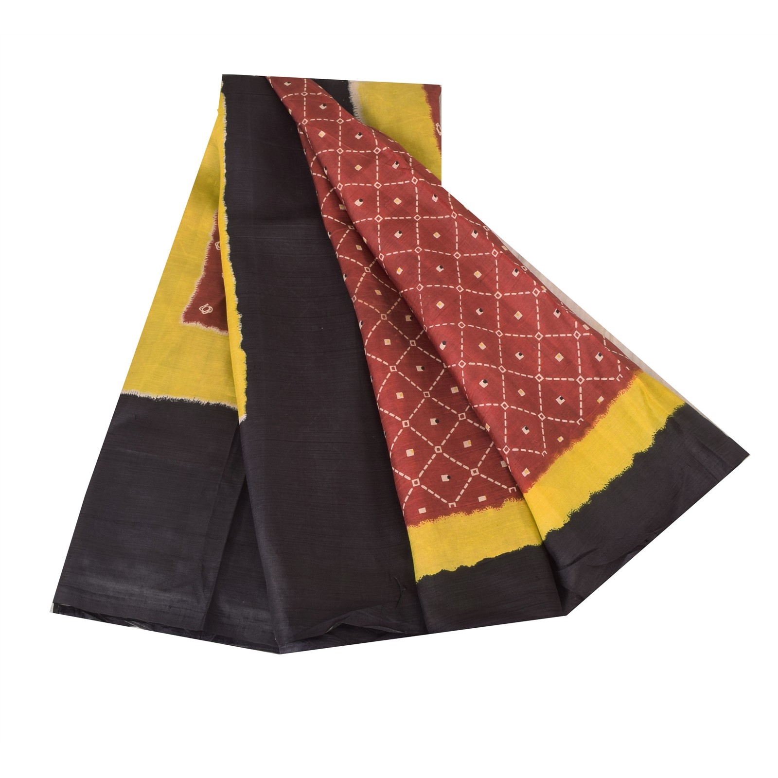 Sanskriti Vintage Sarees Coffee-Brown Pure Silk Bandhani Printed Sari 5Yd Fabric