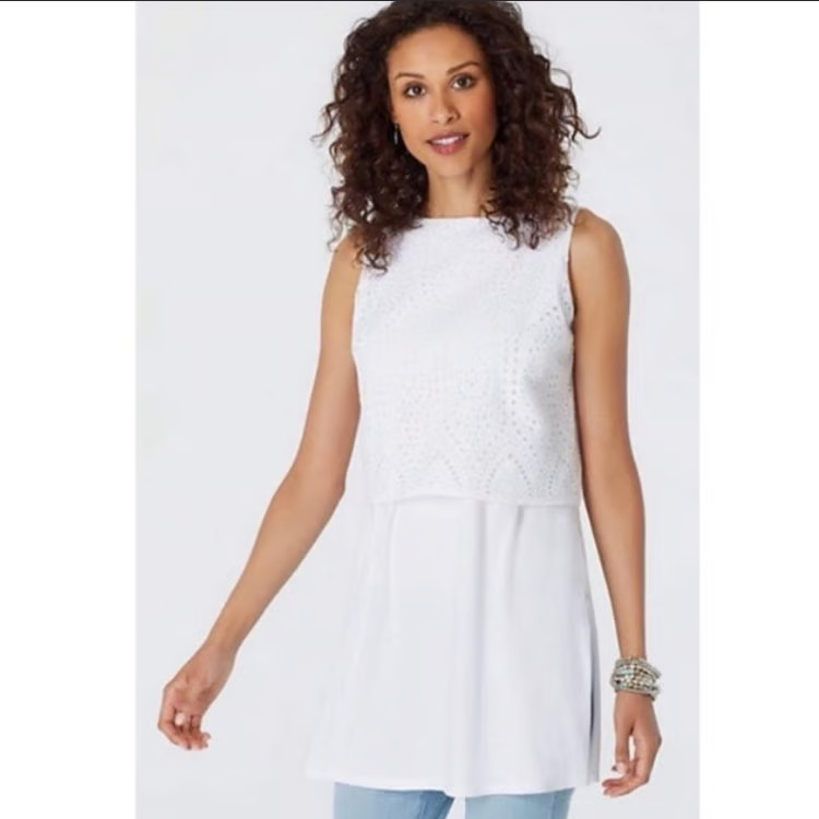 J. Jill | Eyelet Tunic White Tank