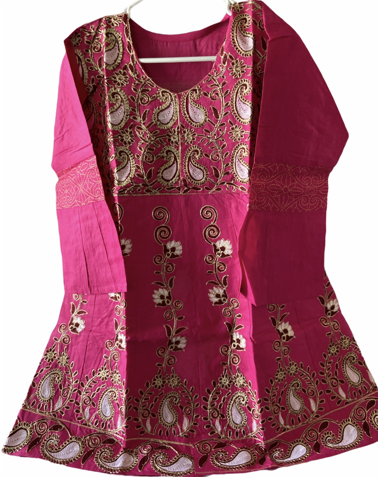 Latest Designer Women Wear Hot Pink Light Weight Voile Cotton Embroidered Kurta