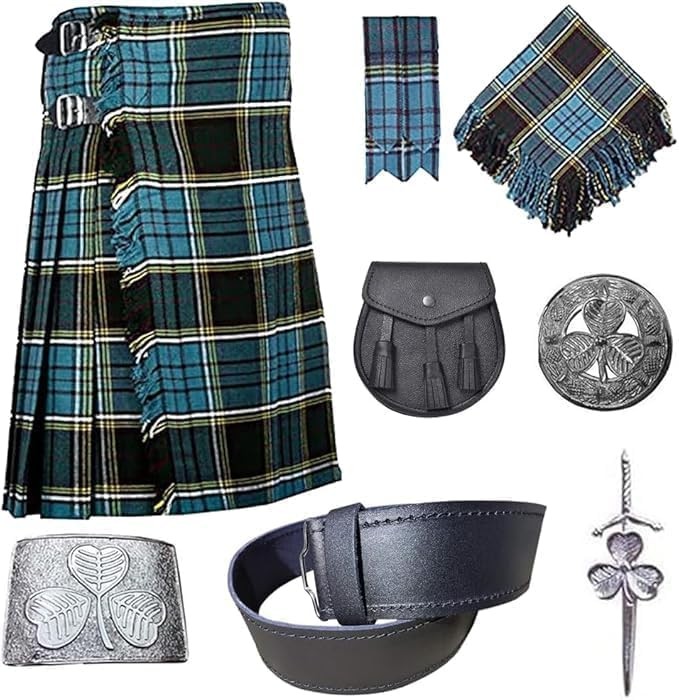 Scottish Traditional 8 Yards Tartan Kilt Outfit for Men (Anderson Tartan, 36)