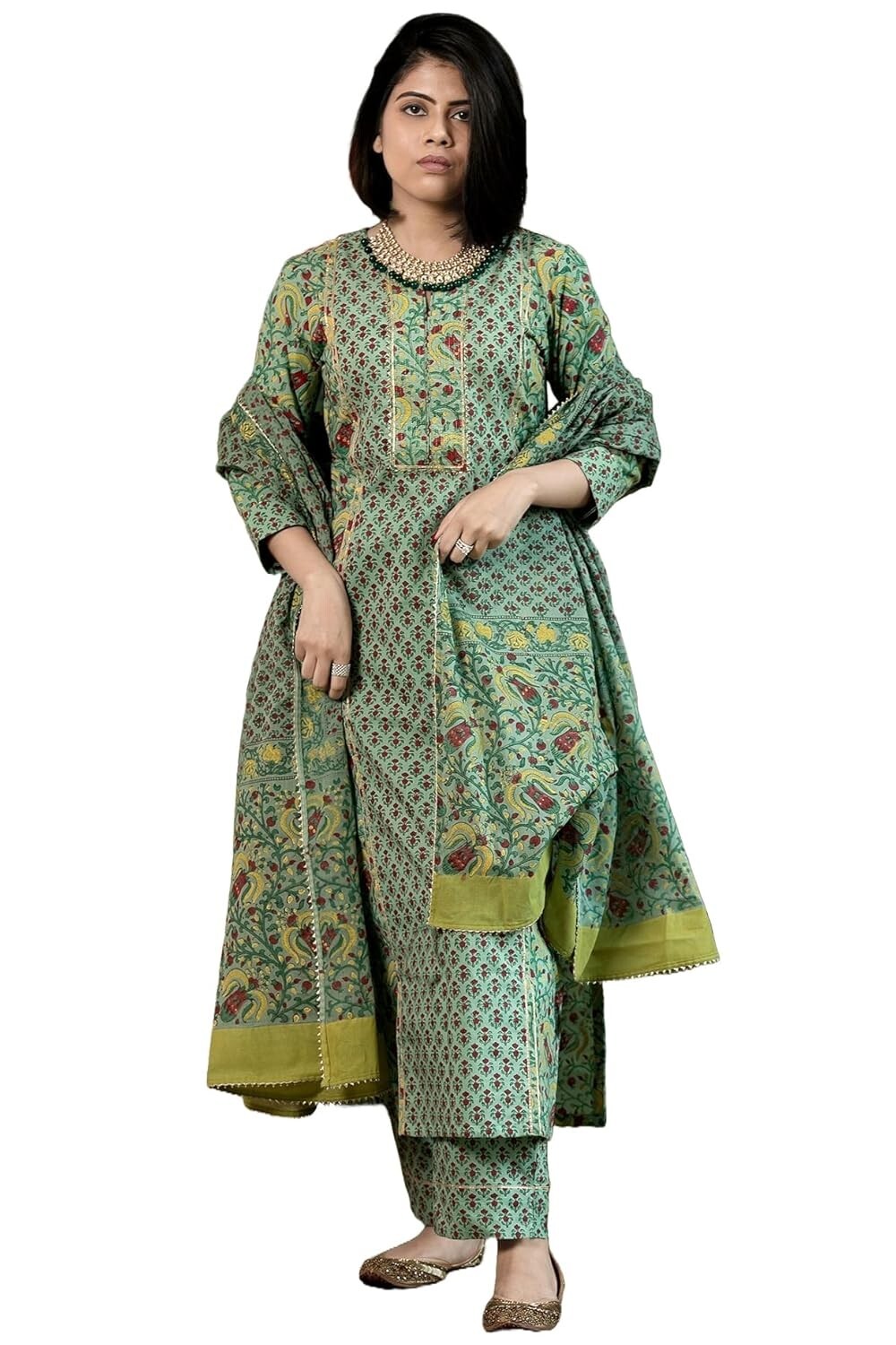 Women’s Rayon Viscose Printed Straight Kurta with Pant & Dupatta