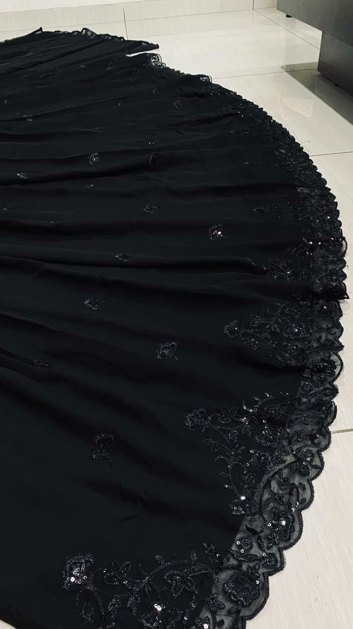 New Fancy Georgette Lehenga Choli With Black Blouse For Women Festival Wear