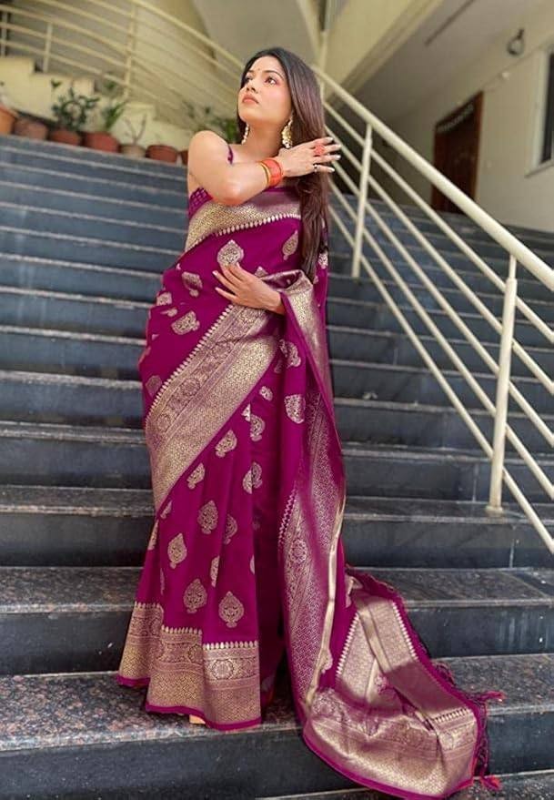 Bollywood Designer Silk Saree With Matching Blouse South Indian Wedding Wear
