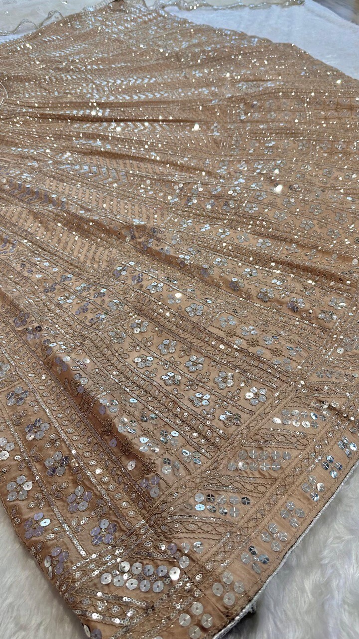Heavy Designer Beige Kasturi Silk Lehenga Choli With Net Dupatta For Women