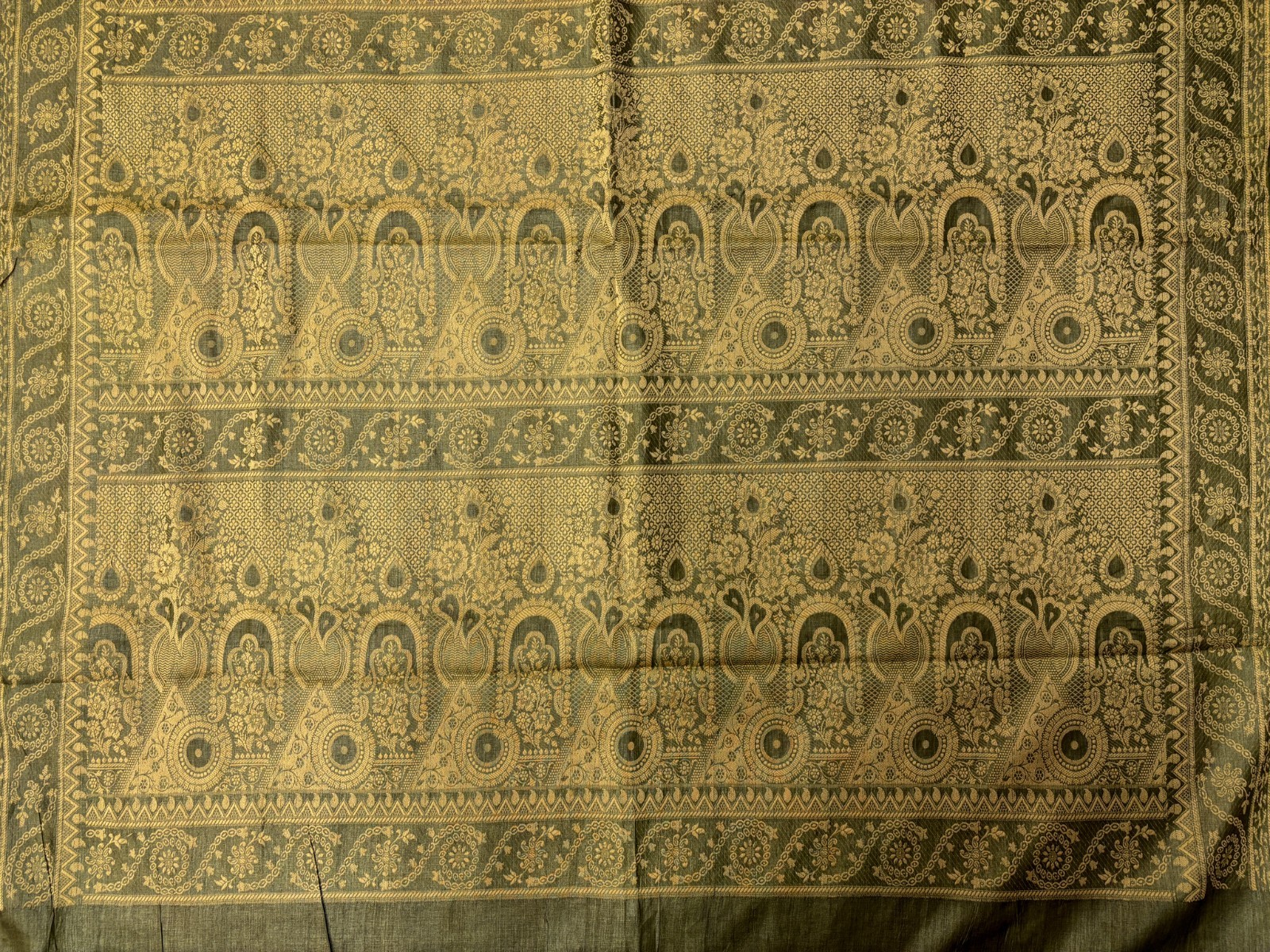 Vintage Tussar Silk Saree, Upcycled Printed Tussah Silk DIY Fabric TS1105