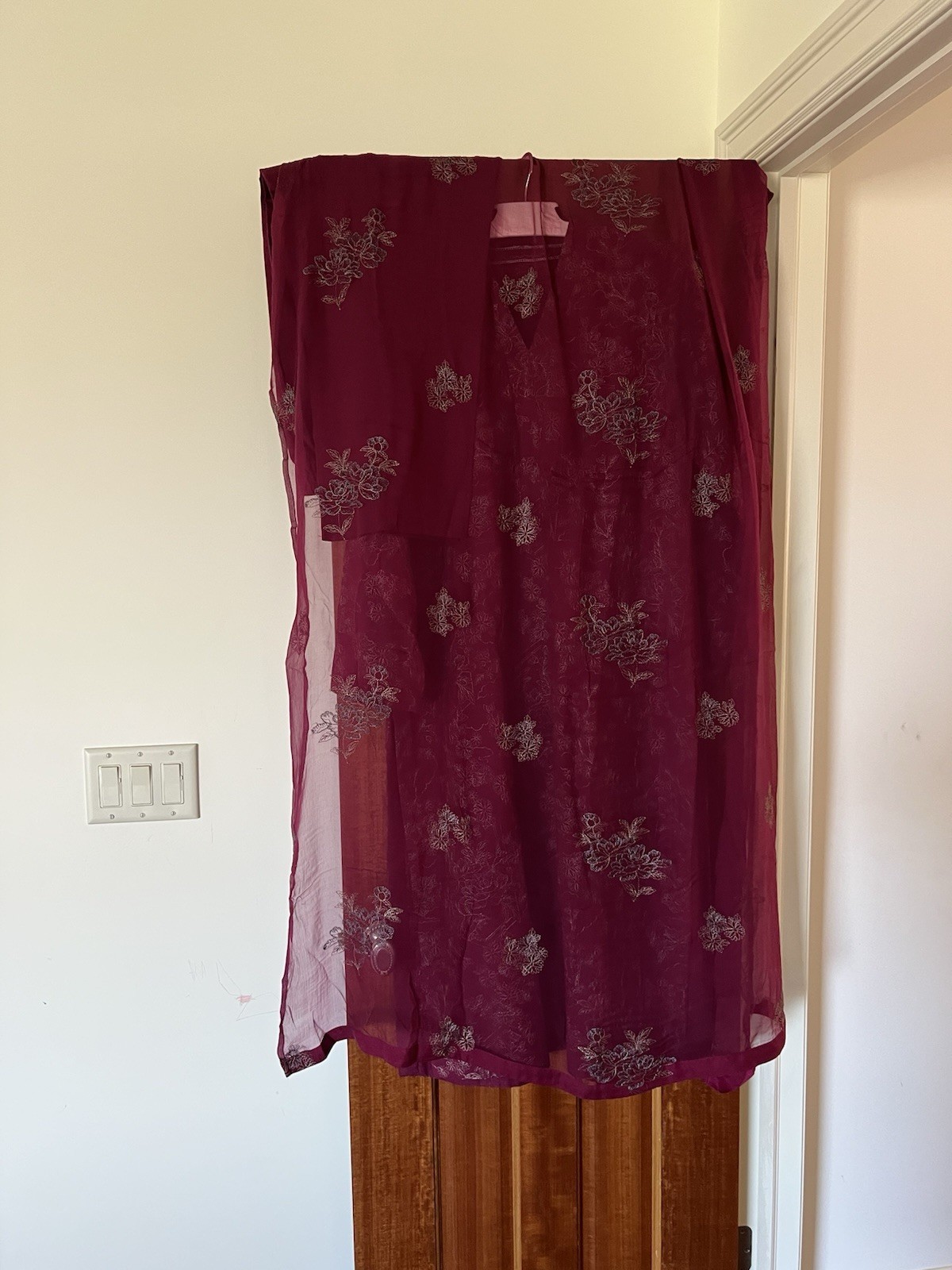 BAREEZE’s cotton karandi embroidered dress with embroidered chiffon dupatta