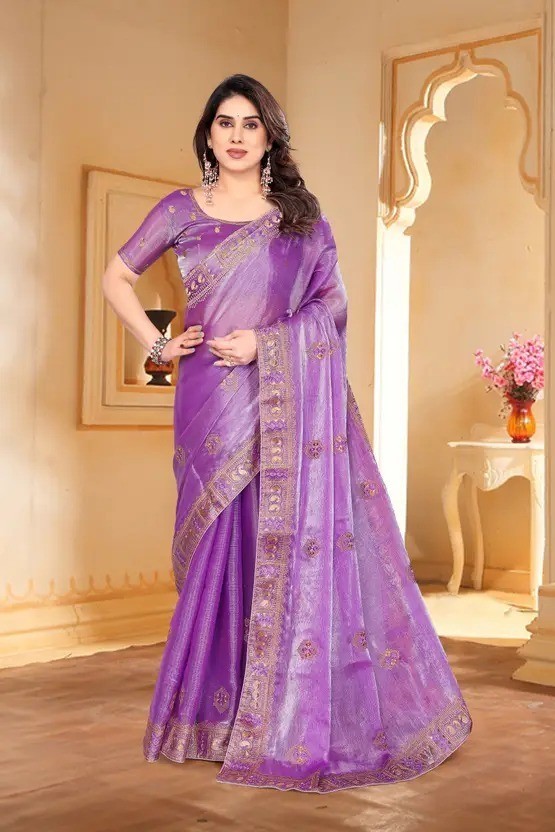 Sari Blouse Lavender Bollywood Indian Women Saree Party Designer Wedding Sarees