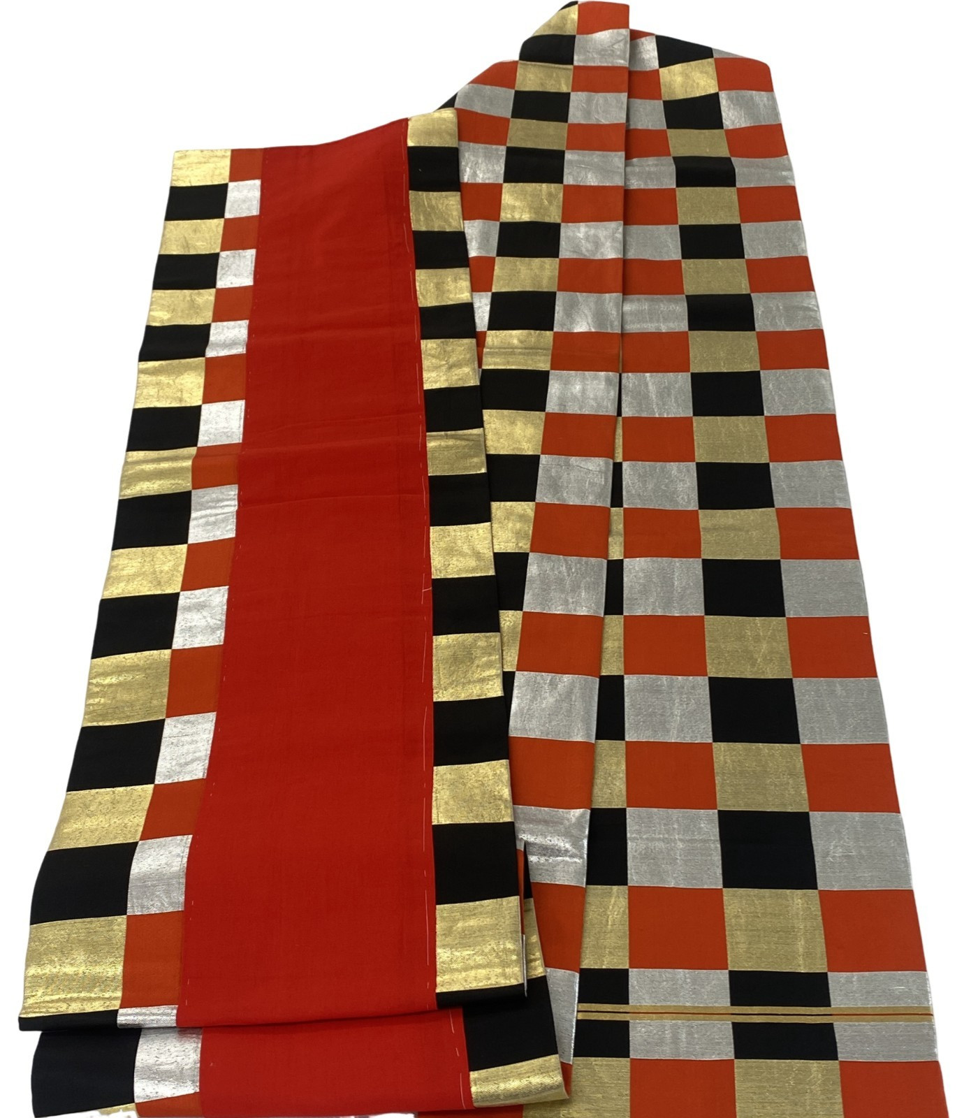 Japanese Vintage Kimono Nagoya Obi Silk Red Traditional Authentic 143 x 11 in