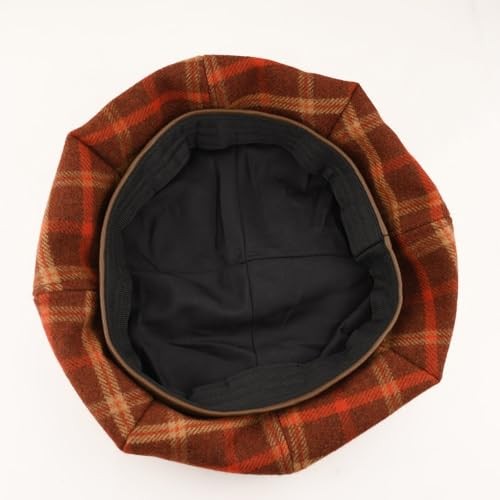 Women’s Wool Blend French Plaid Beret with Leather Band – Fashion Berets Red