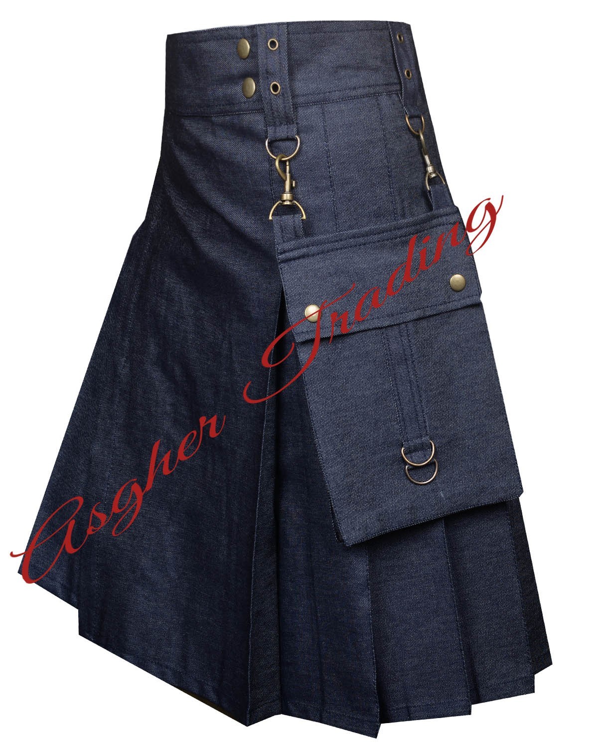 Scottish Handmade Blue Denim Modern Utility Kilt – Men’s Custom Size Kilts