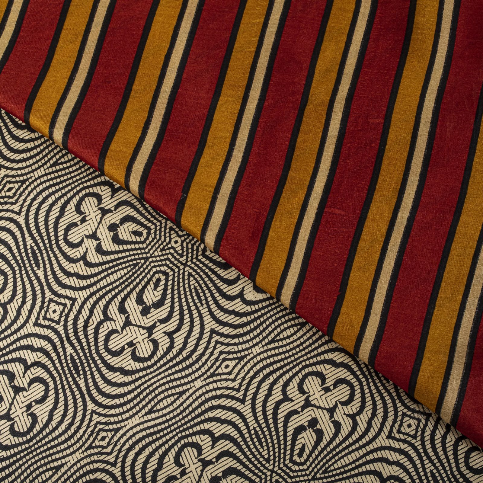 Sanskriti Vintage Saree Cream Soft Pure Silk Abstract Printed Sari 5.5+Yd Fabric