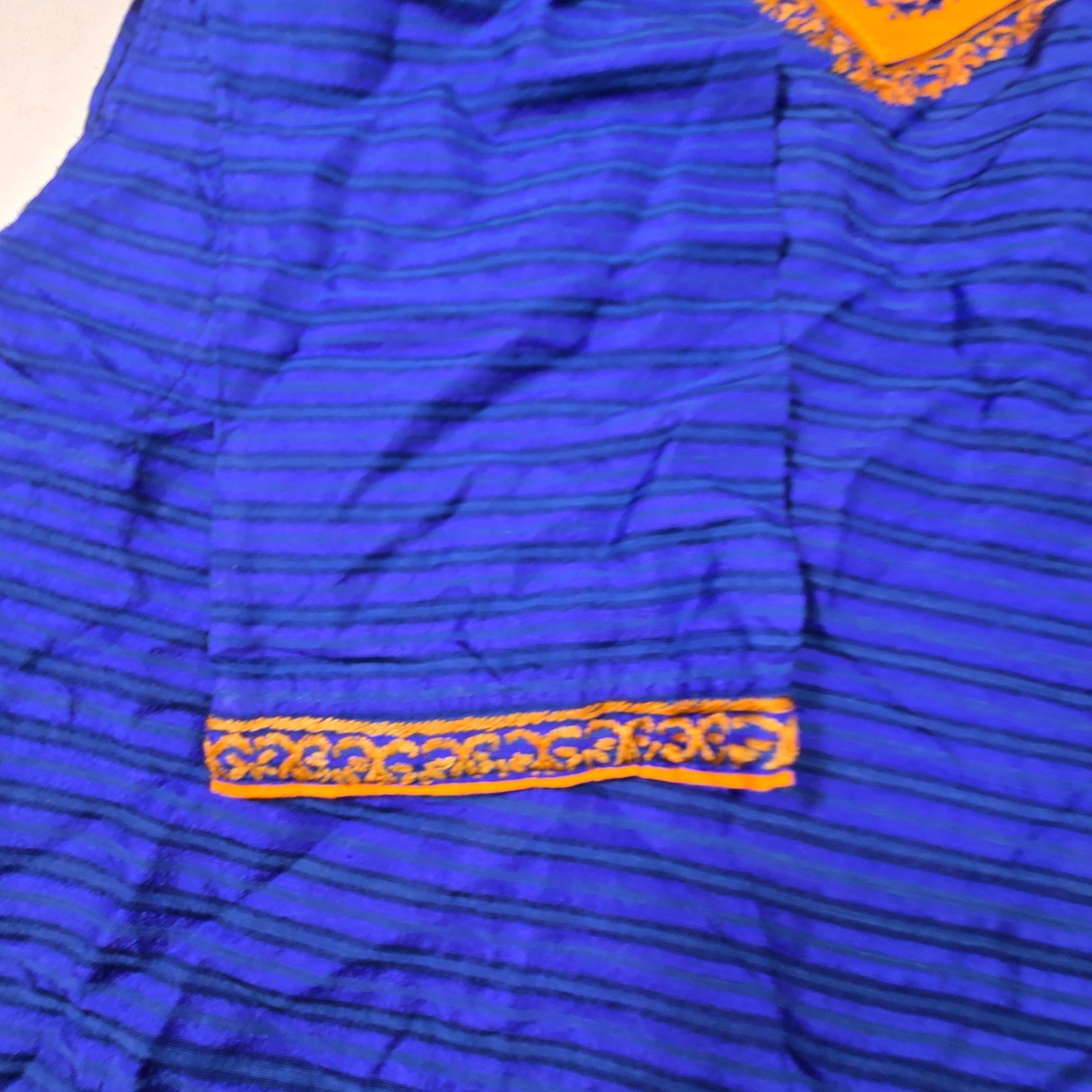 Vintage Aarong Bangladesh Boy Kurta Silk Cotton Blend Blue Orange Embroidered