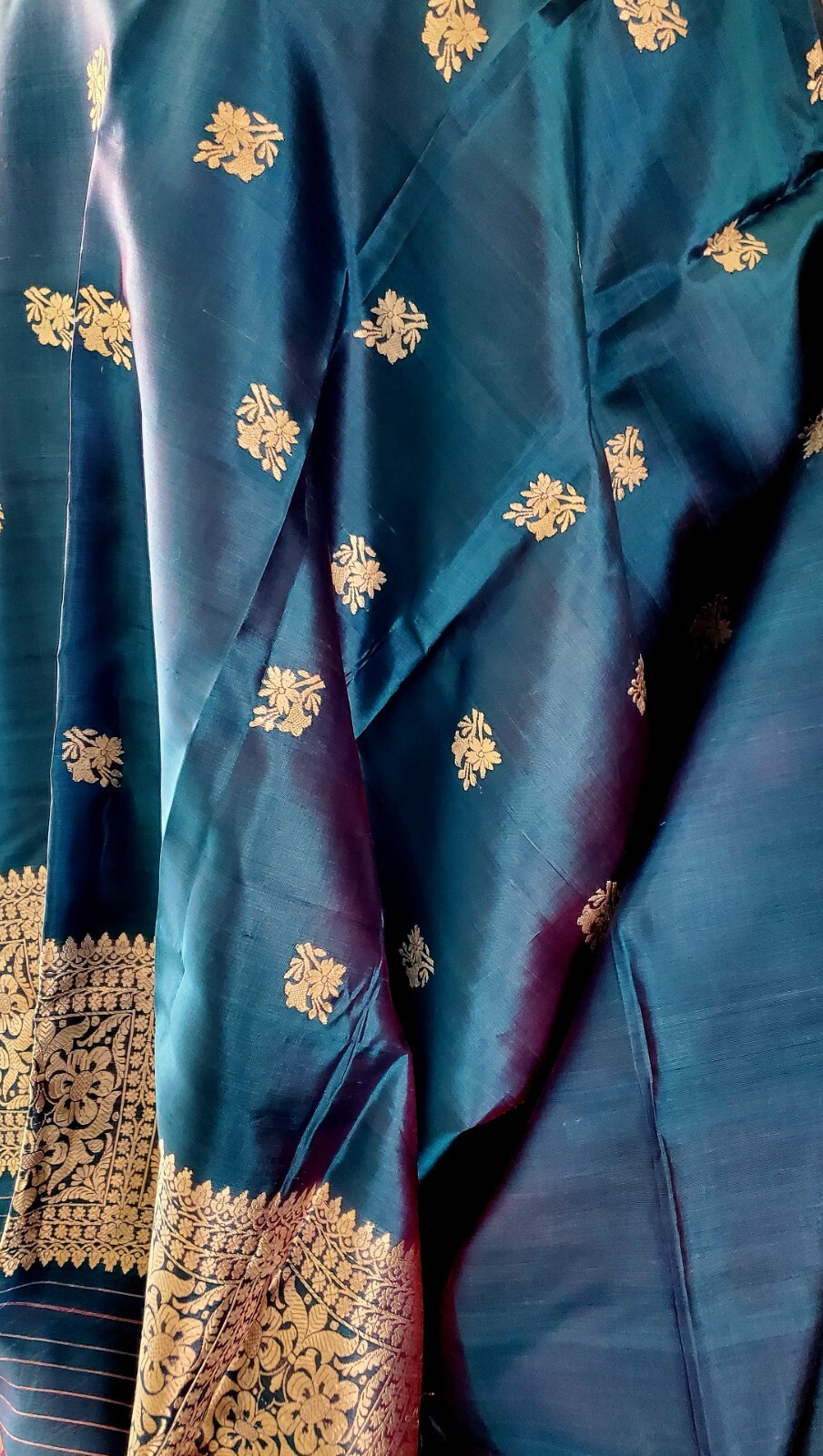 Vintage Silk Teal and Silver Remnant