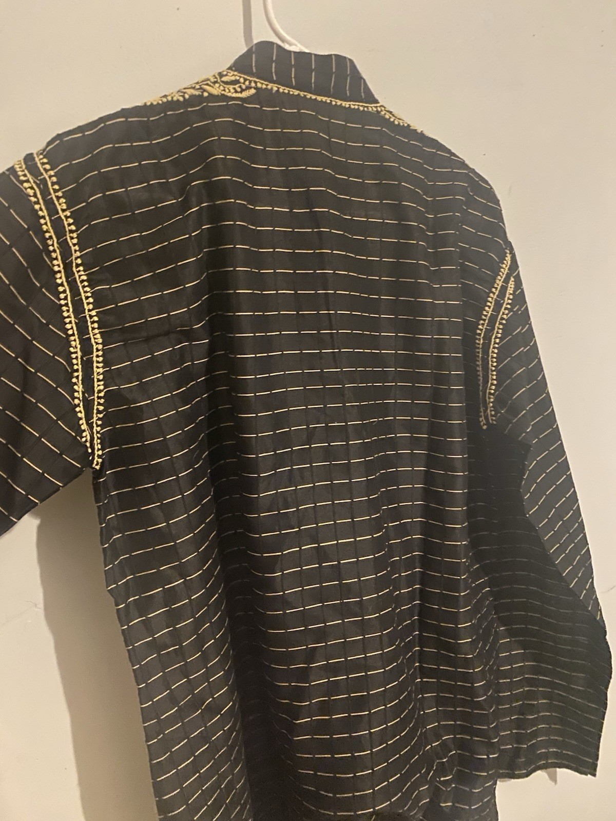 Indian Black & Beige Embroidered Silk Blend Kurta/Salwar Set Men’s Size 44
