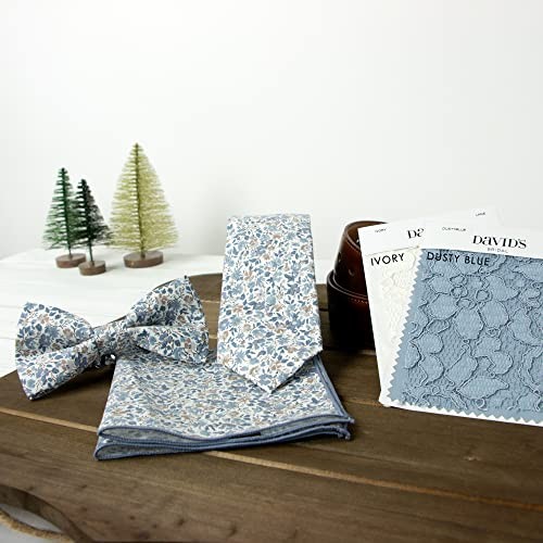 Boy’s Cotton Floral Print Pre-tied Bow Ties Large 67-steel Blue