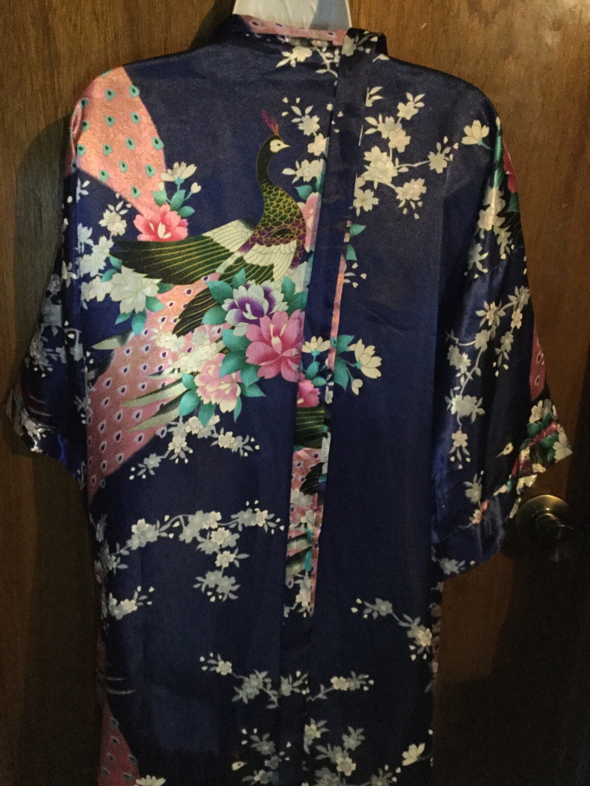 Beautiful Blue Floral Peacock Kimono ~ With Tie