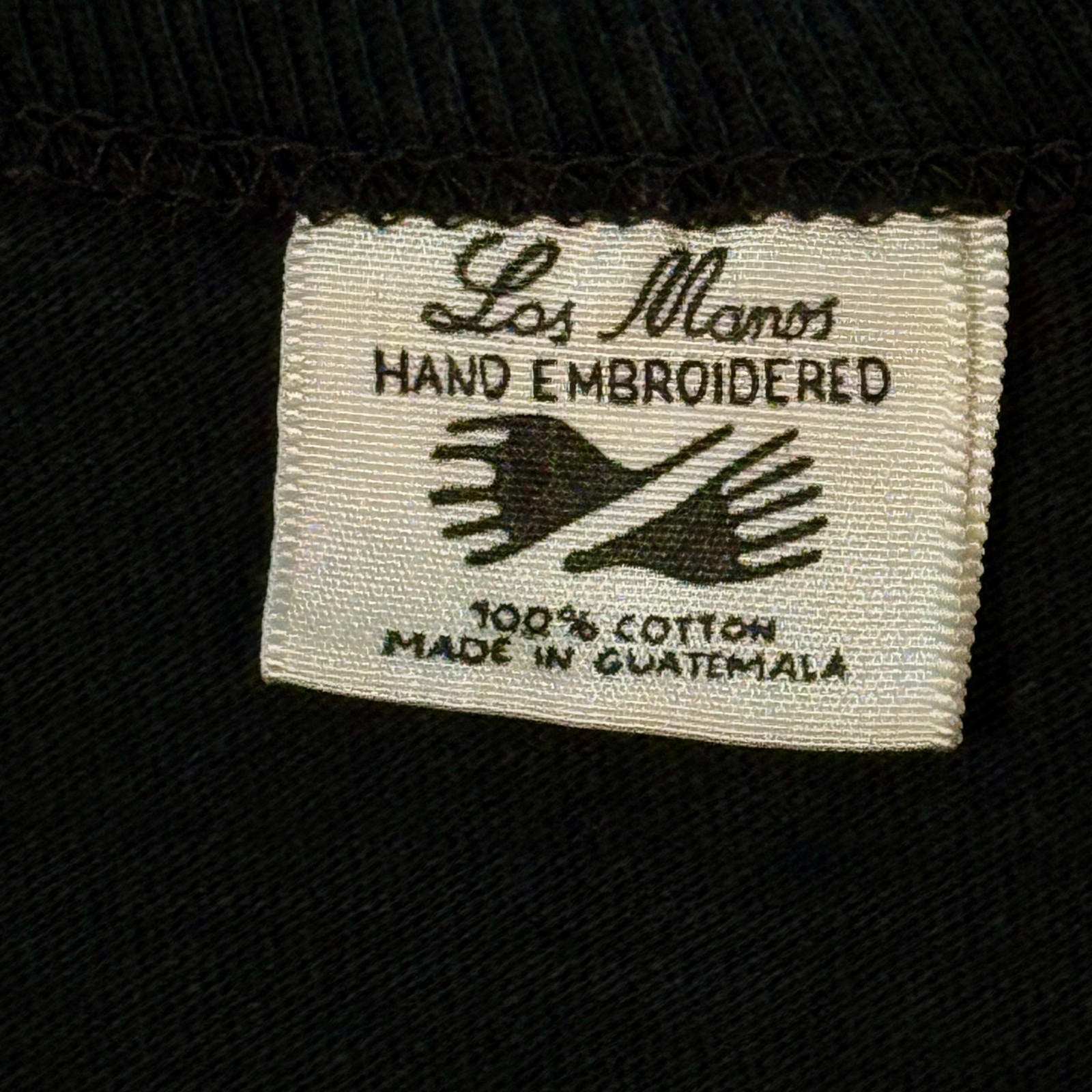Guatemalan Sz XL (Women) Sz L (Men) Embroidered Black T-shirt Eco Ocean Animals