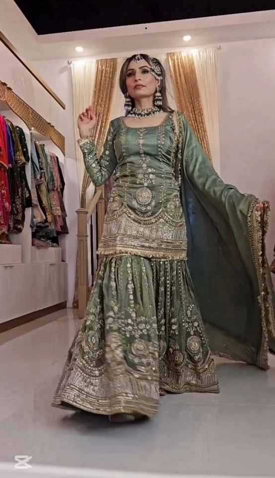 PUNJABI SHARARA PLAZZO KURTI PLAZZO SALWAR KAMEEZ SUIT WOMEN READY MADE DESIGNER