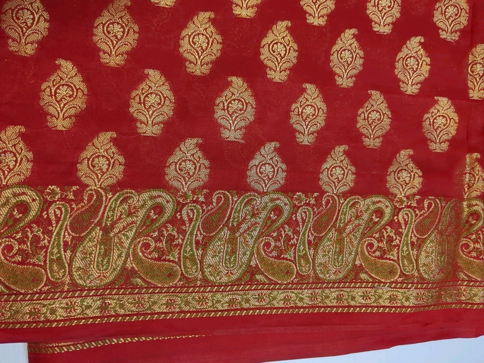 Saree Party Indian Wear Sari Designer Bollywood Wedding Ethnic Pakistani Red/Gol