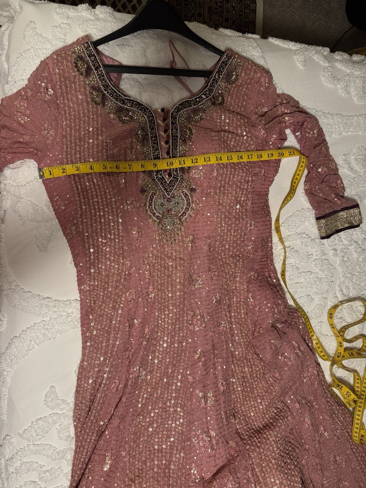 Neerus Indian Ethnic Designer Pink Anarkali Floor Length Gown XL New With Tags