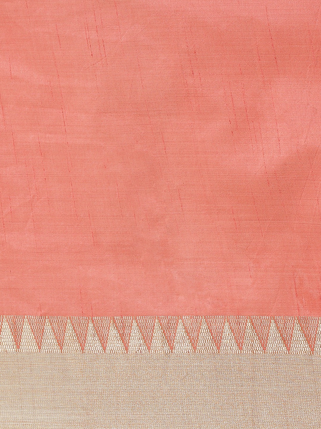 Women’s Coral & Golden Woven Design Saree