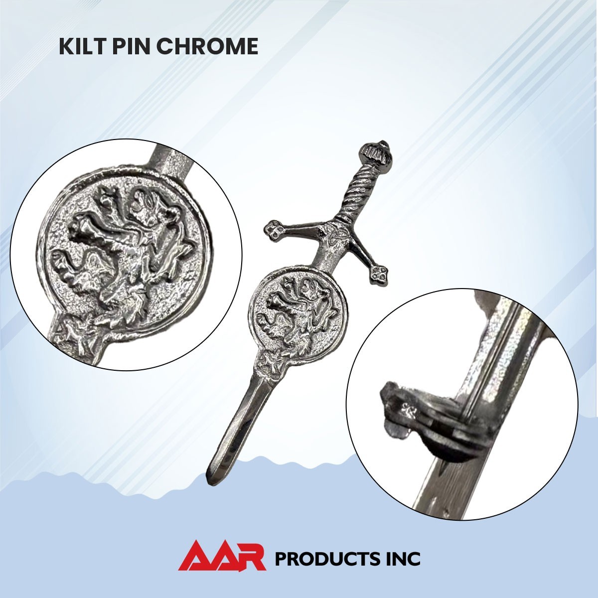 Rampant Lion Kilt Pin 3.5″ Antique Finish Scottish Highland Kilt Pin with Badge