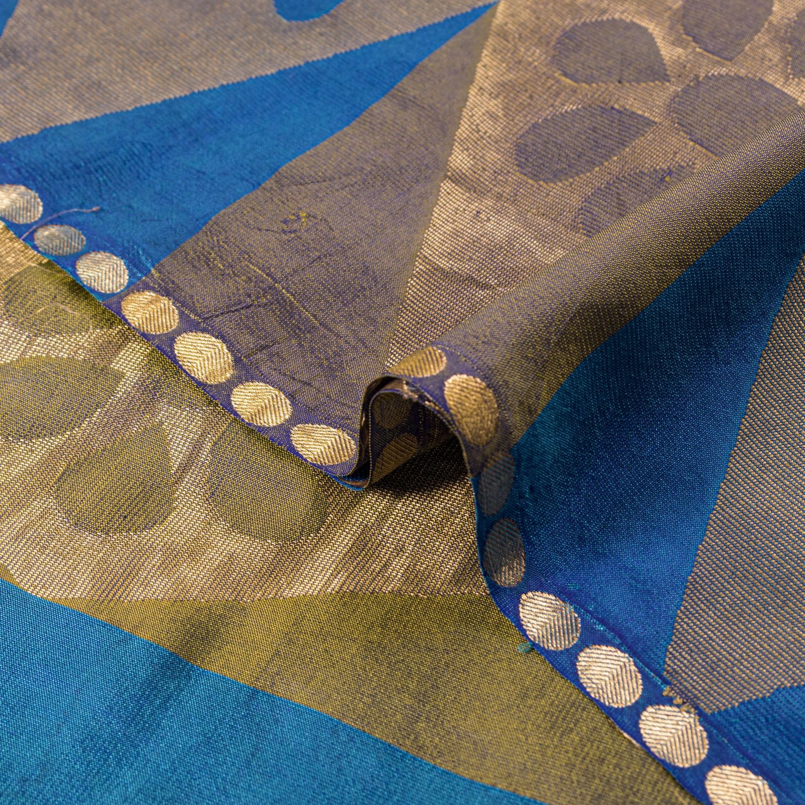 Sanskriti Vintage Saree Blue Pure Silk Brocade Zari Hand Woven Sari 5.5+Yd Craft