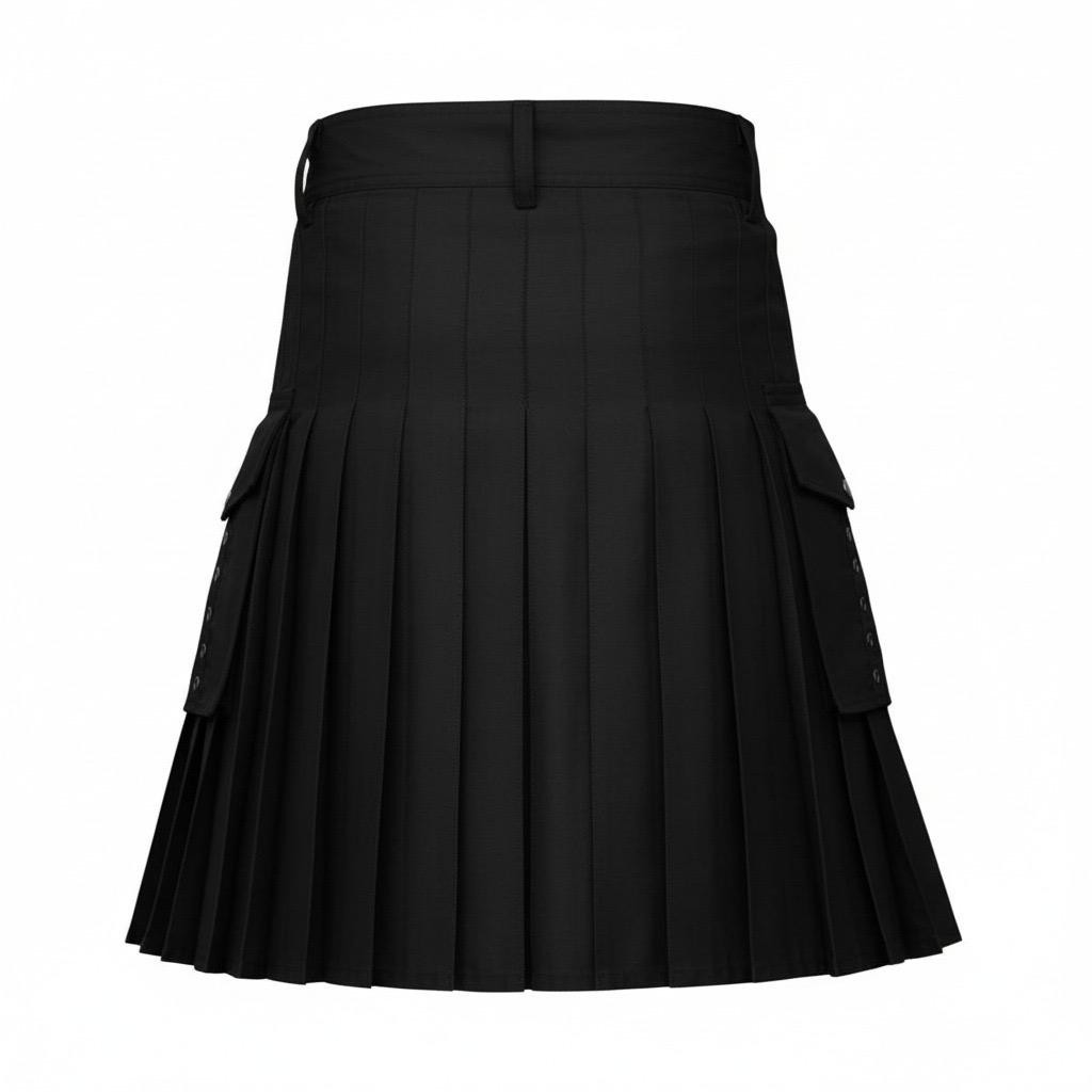 Mens Black Utility Kilt Scottish Tactical Kilts For Men Hybrid Fashion Kilt