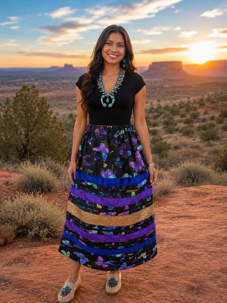 Handmade Butterfly ribbon skirt black purple blue glitter