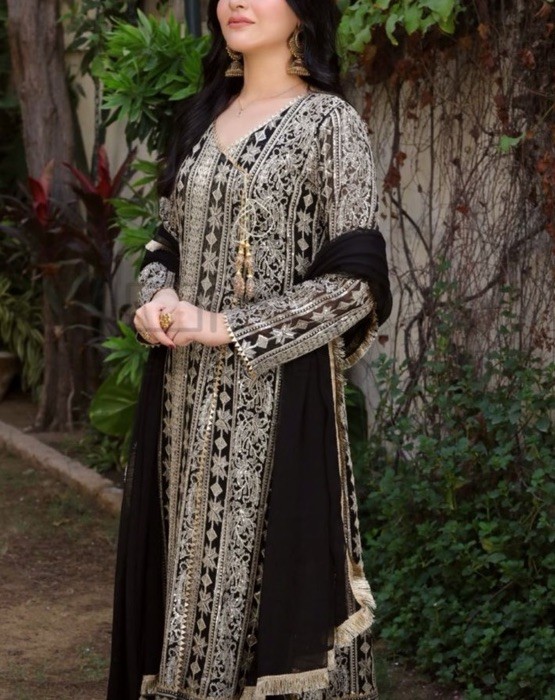 Chiffon 3 Pc Long Dress – Beautiful Sequence Work – 2 Medium Sizes – $68