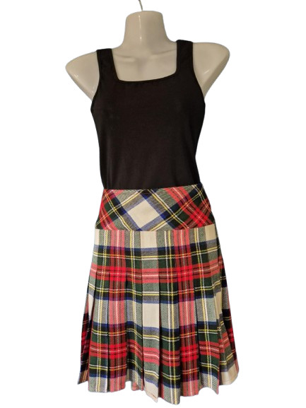 KILT – Ladies Acrylic Wool “Stewart Dress”, 2 leather strap, Size 44″ Size 20