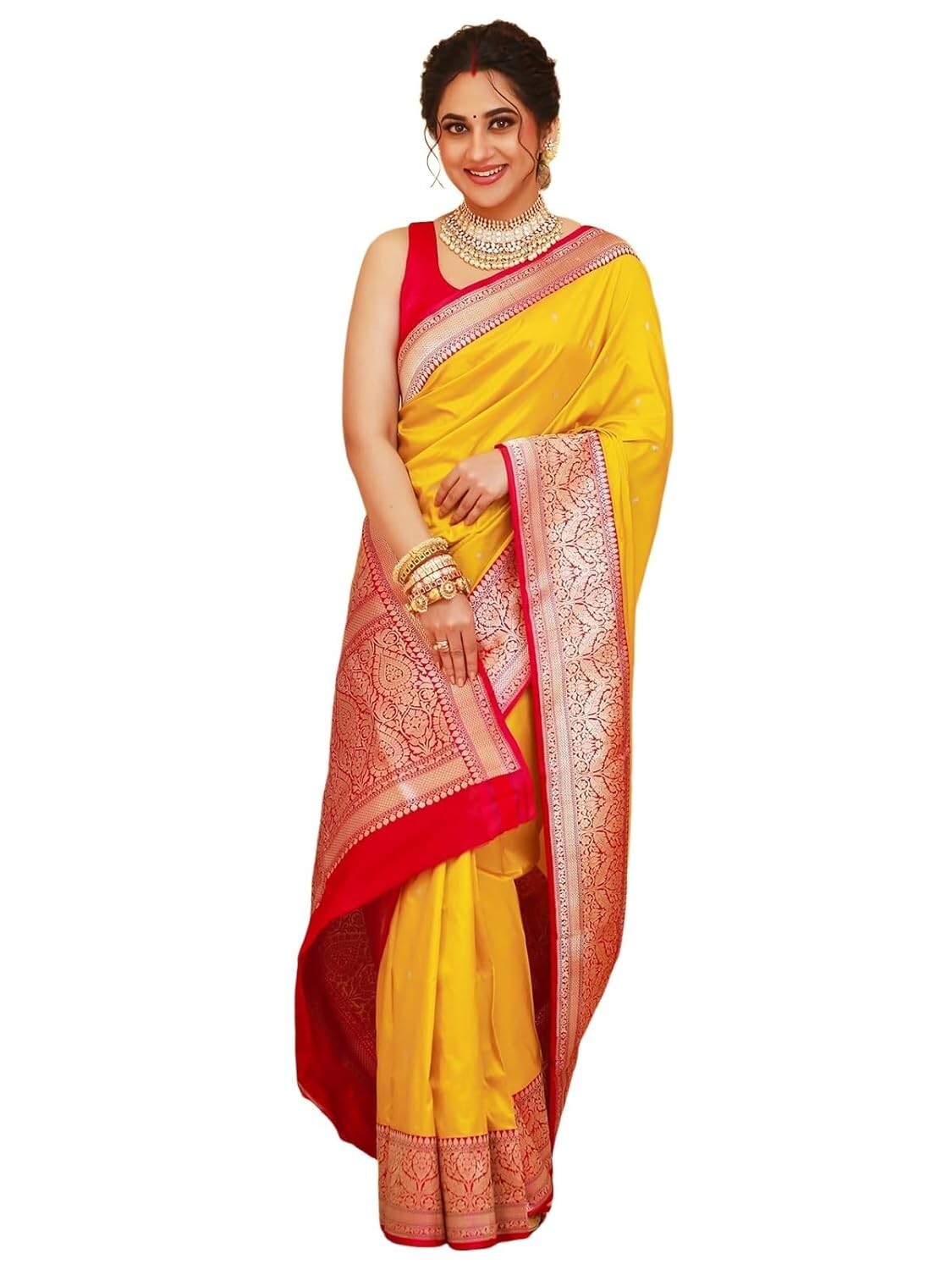 Women’s Silk Weaving Kanjivaram Saree with Unstitched Blouse Piece