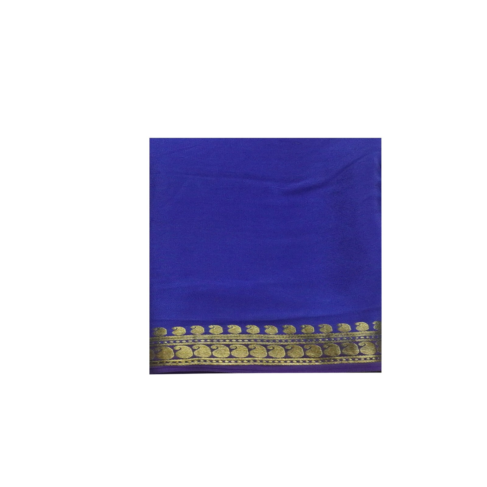 Vintage Blue Sarees 100% Pure Mysore Crepe Silk Zari Woven Sari 5YD Craft Fabric
