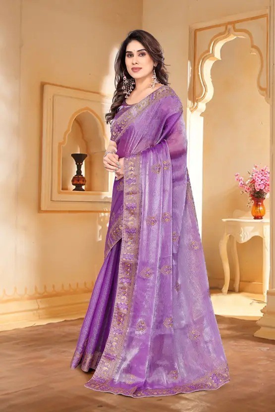 Sari Blouse Lavender Bollywood Indian Women Saree Party Designer Wedding Sarees