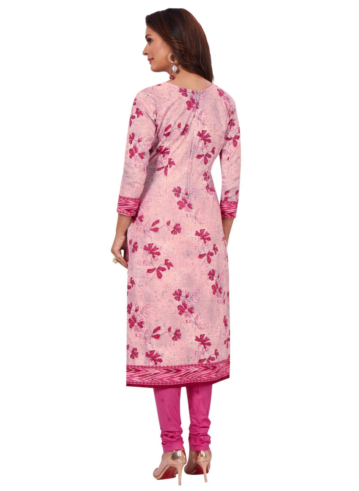 Miraan Women Cotton Unstitched Dress Material (Band1831, Pink, Free Size)