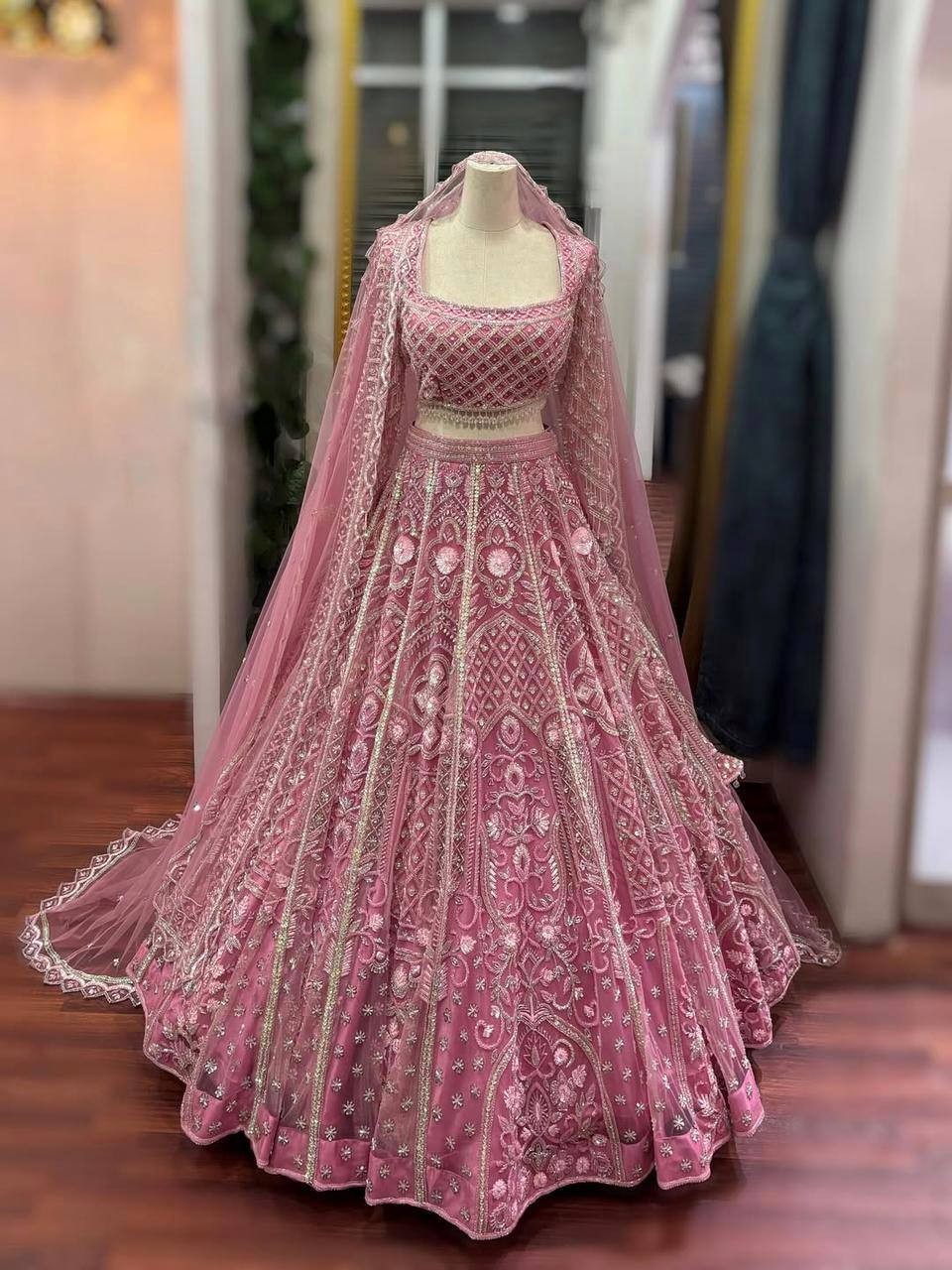 Wedding Special Lehenga Choli Net Fabric Sequins Work Bridal Wear India