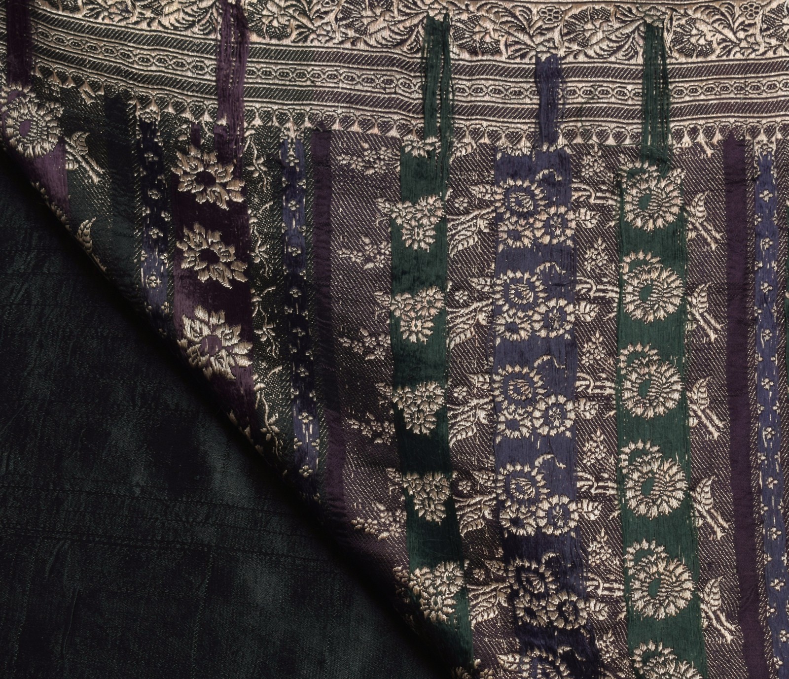 Sushila Vintage Heavy Saree Pure Satin Silk Banarasi Brocade Woven Sari Fabric