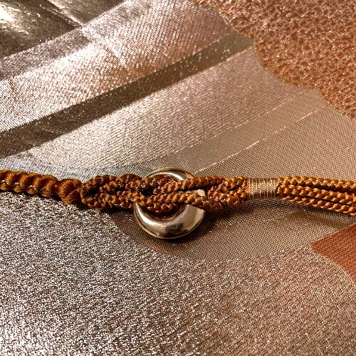 Pure Silk Kumihimo Obijime Cord 170cm Gold Brown Japanese Kimono Accessory
