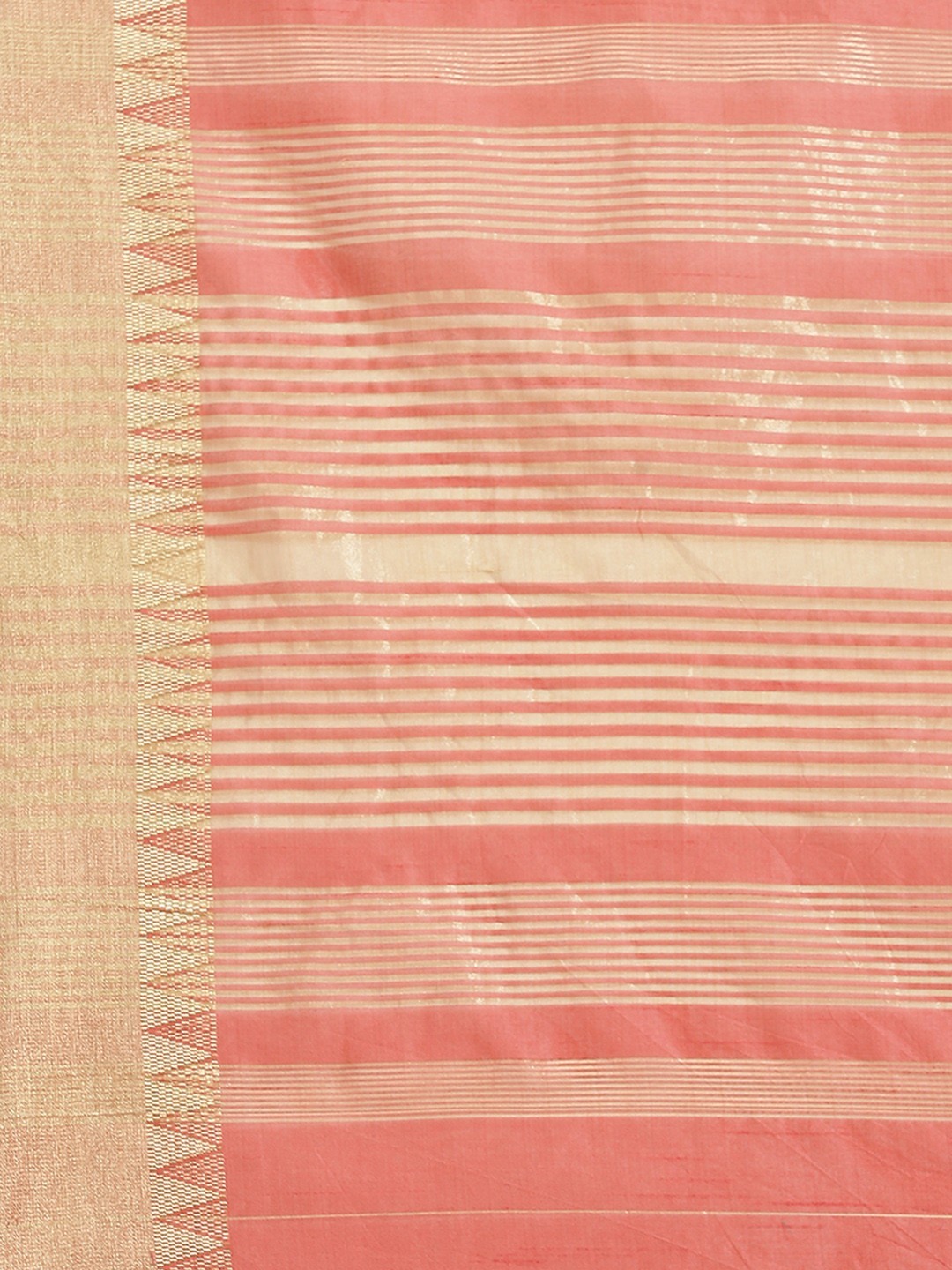 Women’s Coral & Golden Woven Design Saree