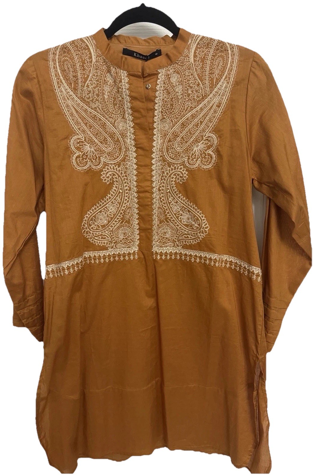 Khaadi Women’s Brown Pakistani 100% Cotton Woven Kurta Kurti Tunic Top Size 10